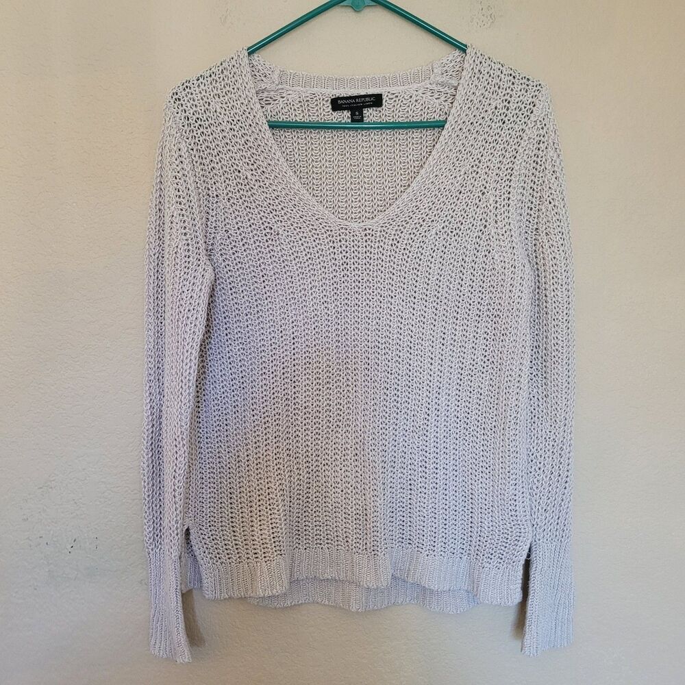 Banana Republic 100% Linen Open Knit Pullover Sweater Small Boho Coastal Beach
